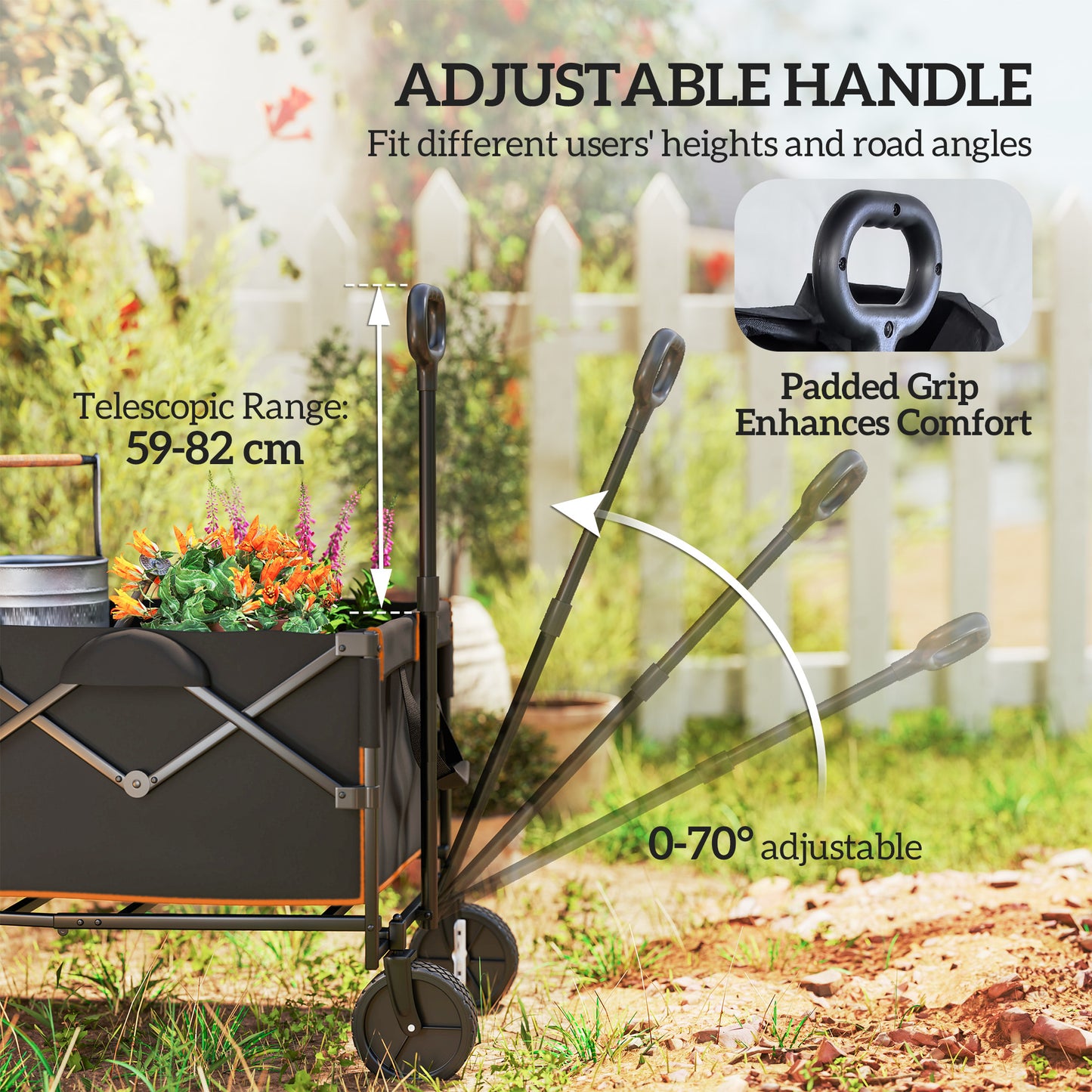 160L Festival Trolley on Wheels, Folding Camping Trolley Cart w/ Tailgate