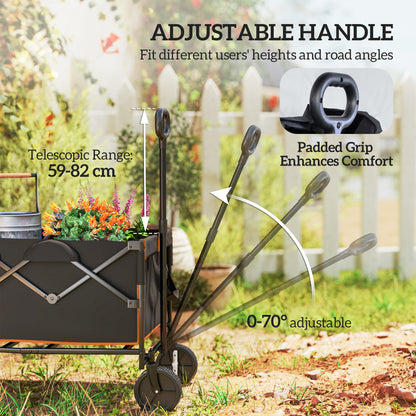 160L Festival Trolley on Wheels, Folding Camping Trolley Cart w/ Tailgate