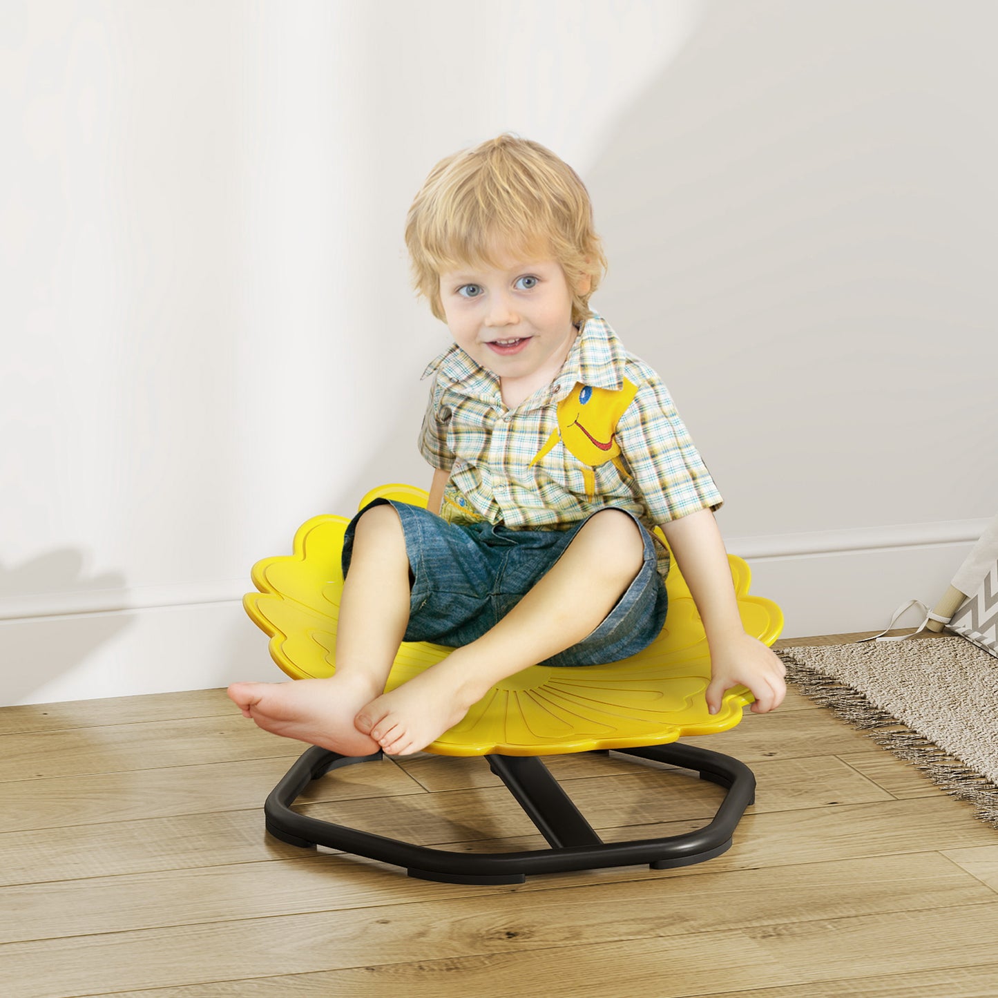 Flower-Shaped Sensory Spinning Chair with Non-Slip Base for Balance/Coordination, Yellow
