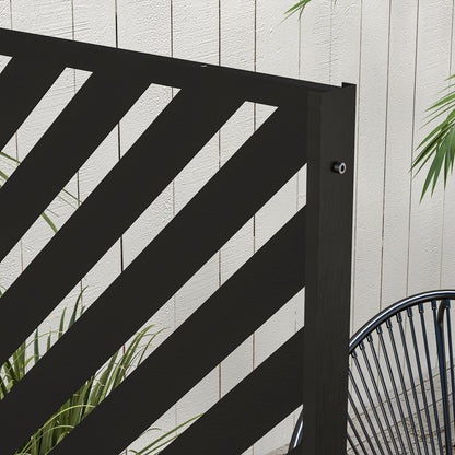 6.5FT Decorative Outdoor Divider, Metal Privacy Screen with Stand, Triangle Style, Black