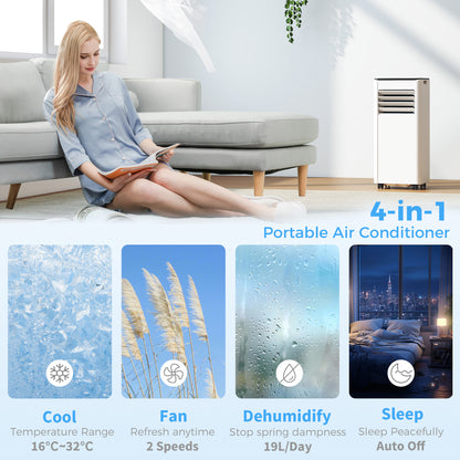 Portable Air Conditioner 7000 BTU, 4-in-1 AC Unit with Cool, Dehumidifier, Fan, Sleep Mode, WiFi Voice Remote Control