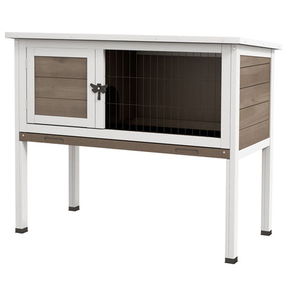 Wooden Guinea Pig Hutch, Small Animal Cage with Slide-out Tray, Openable Asphalt Roof, 84 x 43 x 70cm, Brown