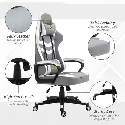 Gaming Chair, Computer Desk Chair with Lumbar Support, Faux Leather Racing Chair