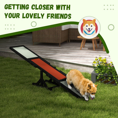 Wooden Pet Seesaw for Big Dogs, Dog Agility Equipment with Anti-Slip Surface - Black