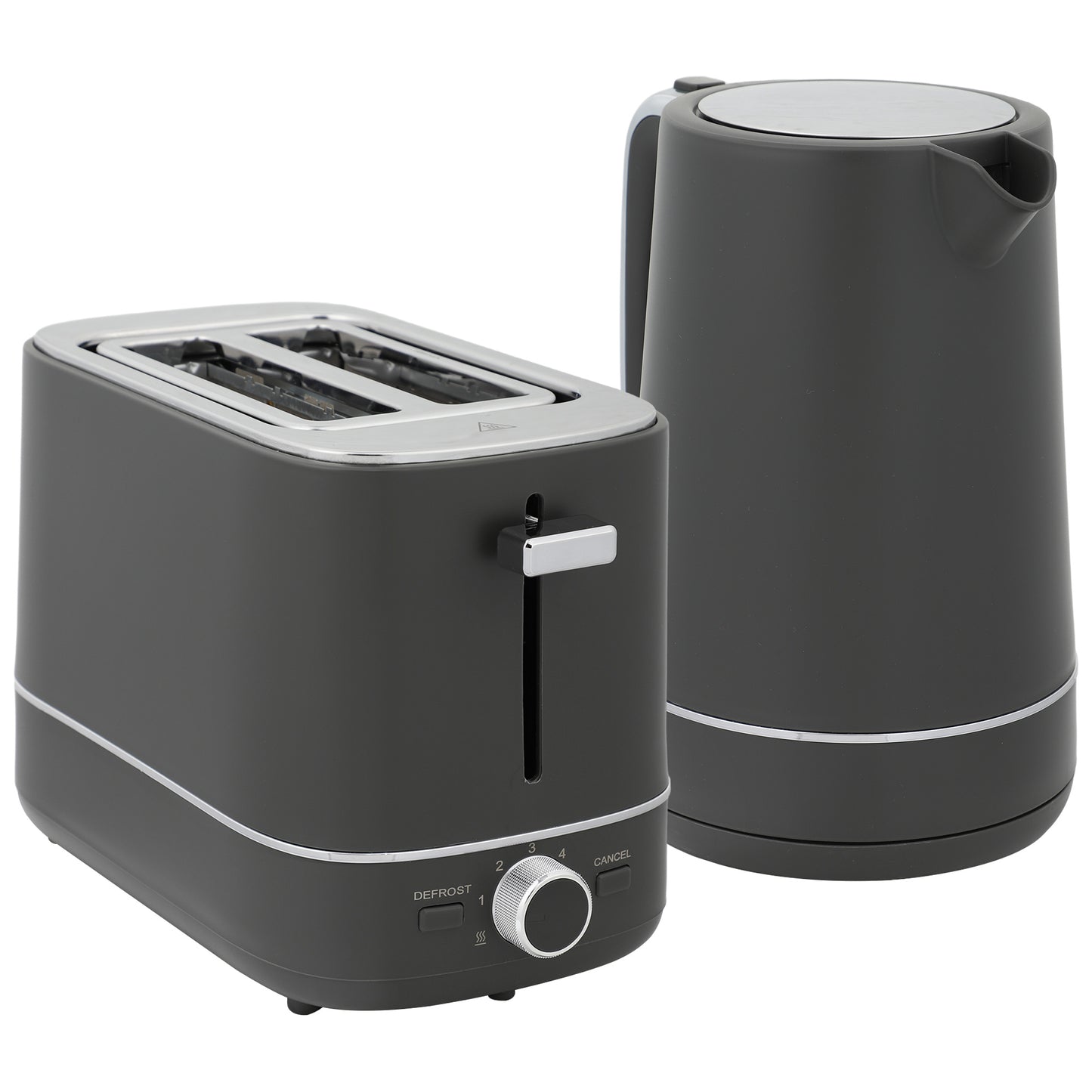 Kettle and Toaster Set, 1.7L 3000W Fast Boil Kettle & 2 Slice Toaster Kitchen Set with 6 Level Browning Controls, Defrost