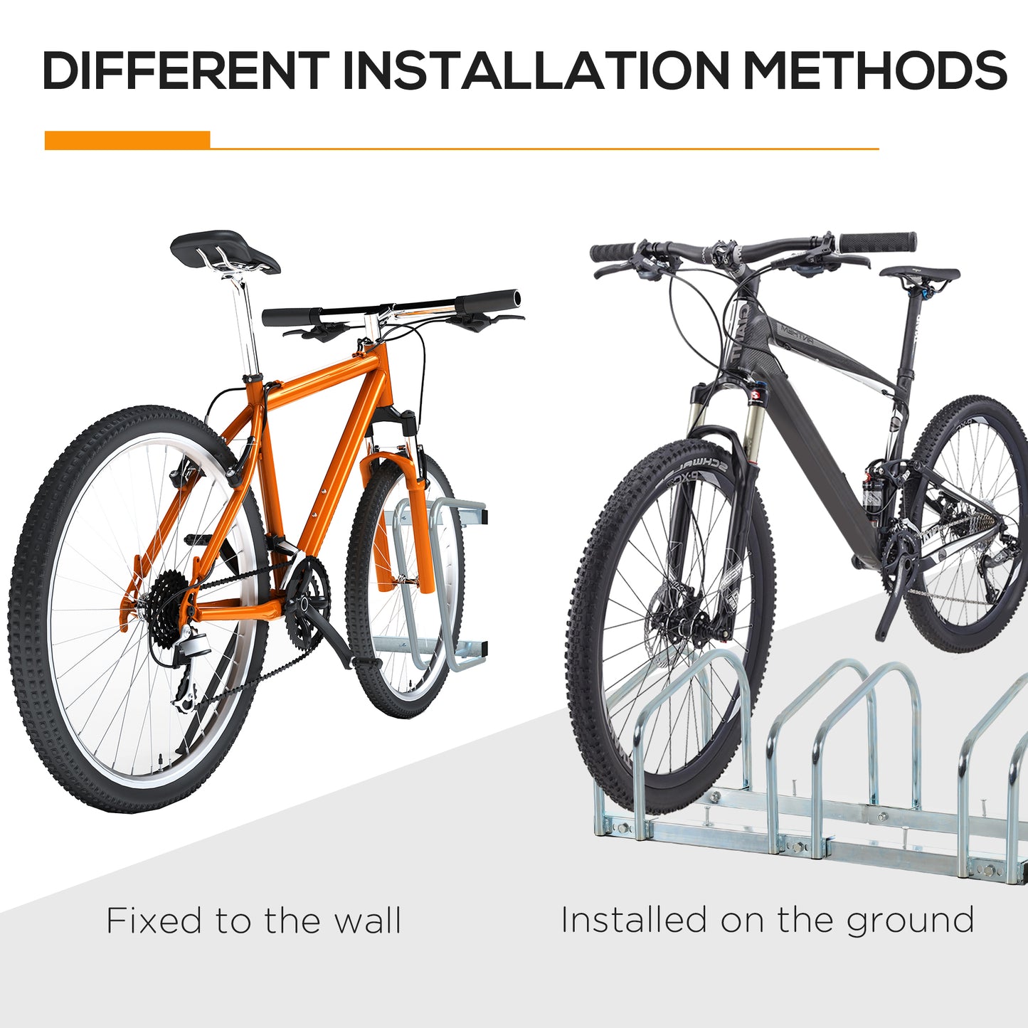 Bike Stand Parking Rack Floor or Wall Mount Bicycle Cycle Storage Locking Stand 76W x 33D x 27H (3 Racks, Silver)
