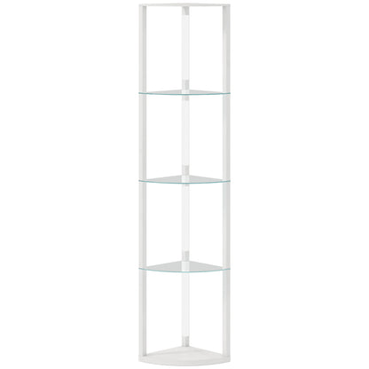 LED Floor Lamp with Shelves, Dimmable Standing Lamp with Foot Switch for Living Room, Bedroom, White