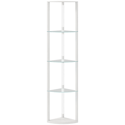 LED Floor Lamp with Shelves, Dimmable Standing Lamp with Foot Switch for Living Room, Bedroom, White
