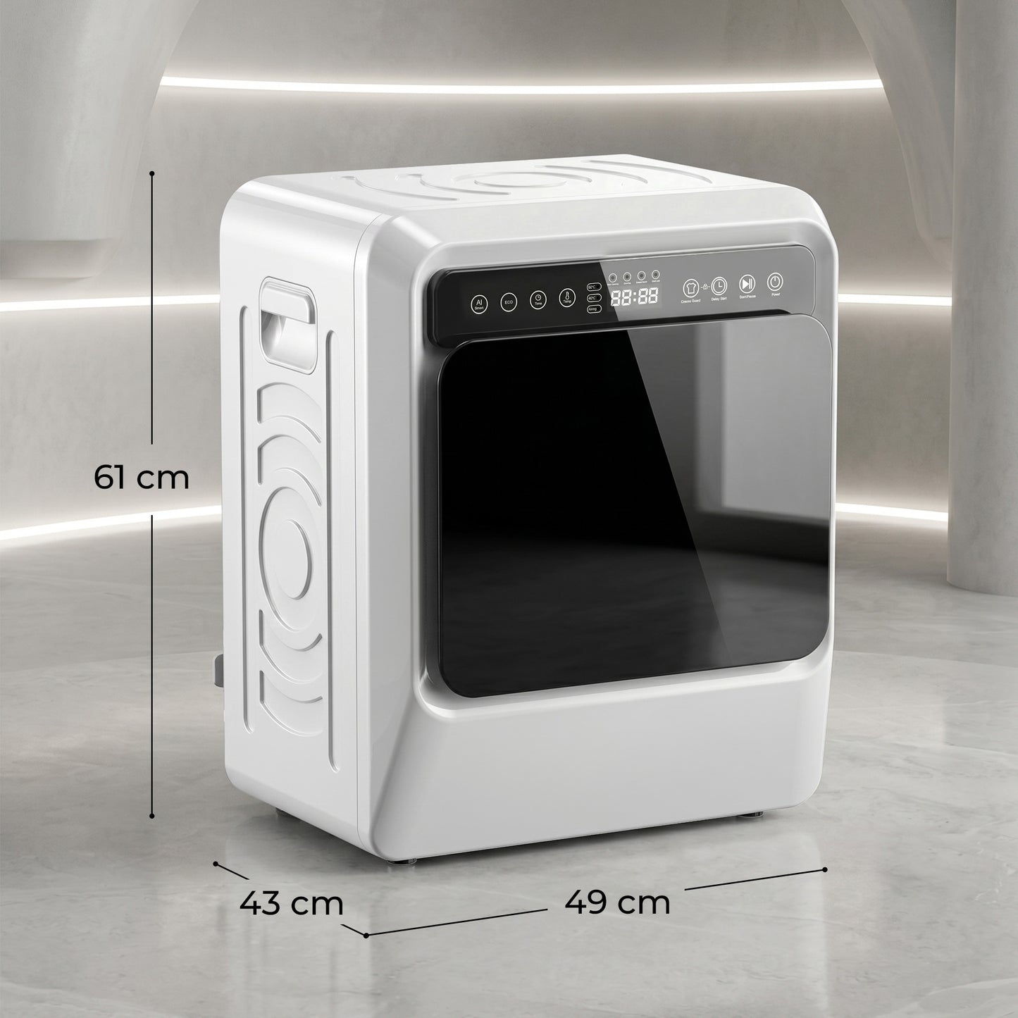 5kg Vented Tumble Dryer, 1000W Compact Tumble Dryer with Smart Drying, Freestanding Stackable Clothes Drying Machine