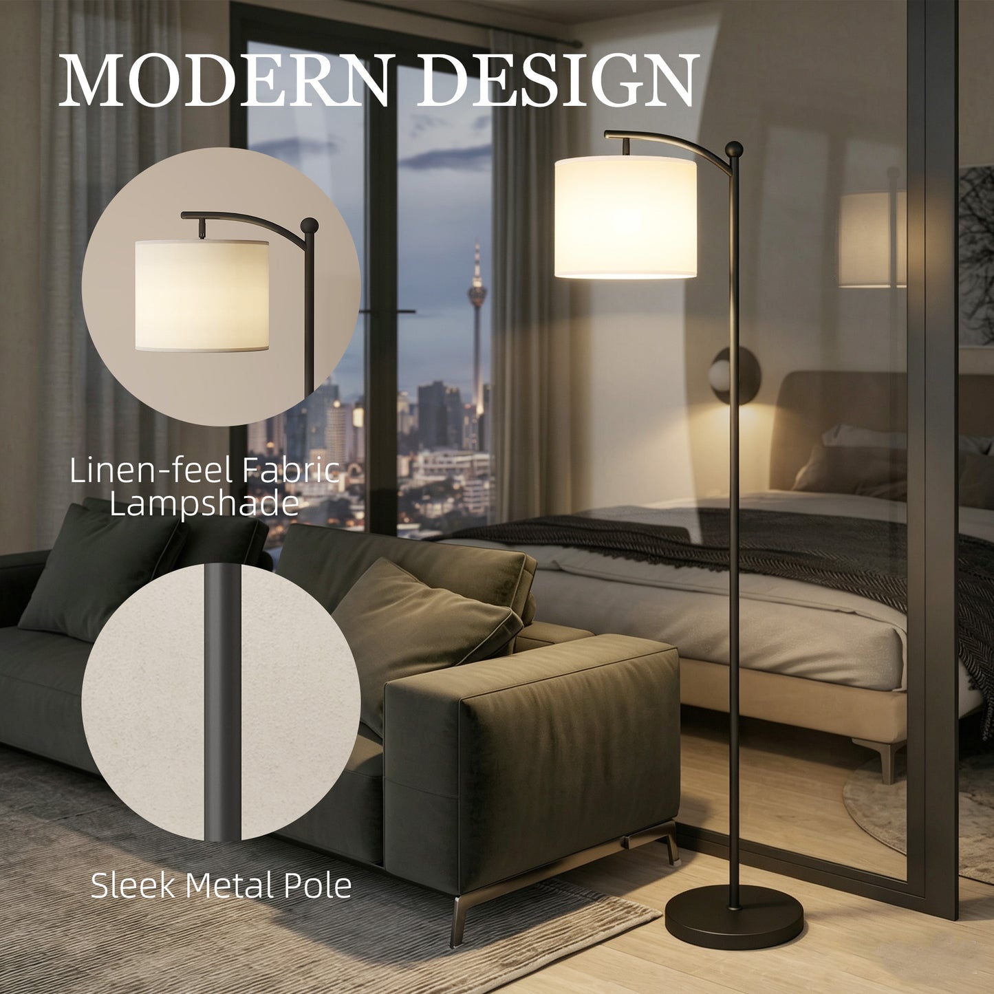 LED Floor Lamp with Remote Control - Black