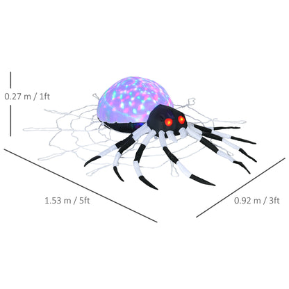 5FT Long Halloween Inflatable Spider, Hanging Giant Spider with Colourful LED Light