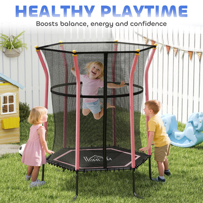 Kids Trampoline Mini Bouncer with Enclosure Safety Net For Ages 3-10 Years - Pink