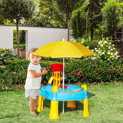 2in1 Sand and Water Table with Accessories and Adjustable Parasol