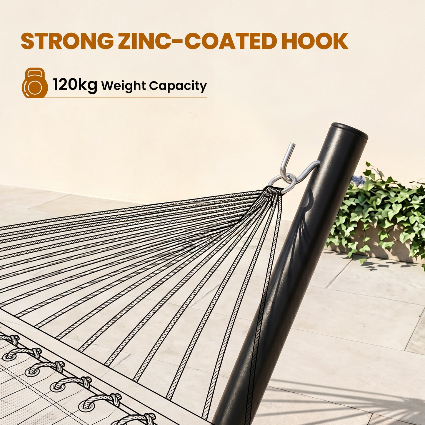 3.6m Extra-long Universal Hammock Stand Metal Frame Garden Camping Picnic Outdoor Patio Replacement – Stand Only