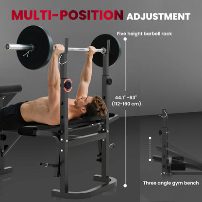 Multi-Exercise Adjustable Weight Bench with Bench Press Rack