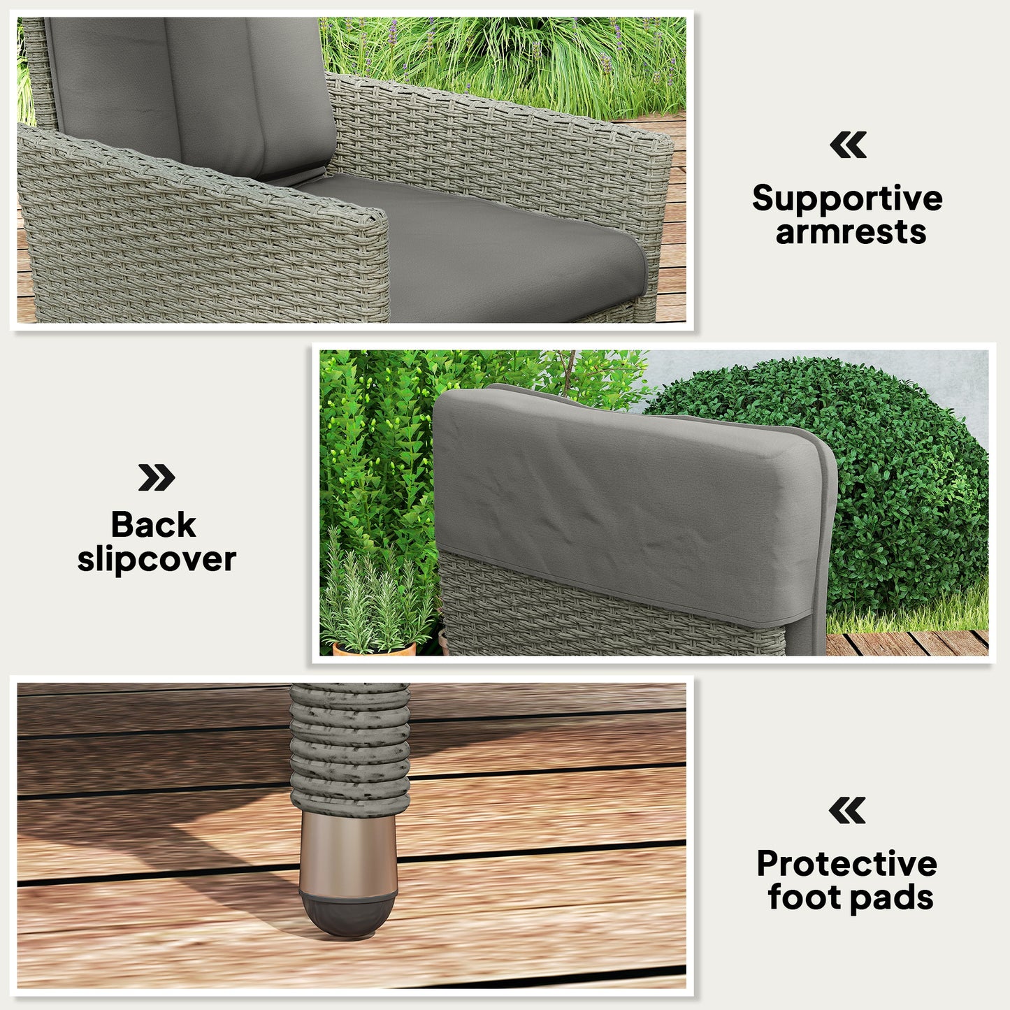 105°-150° Reclining Rattan Chair - Grey