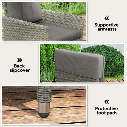 105°-150° Reclining Rattan Chair - Grey