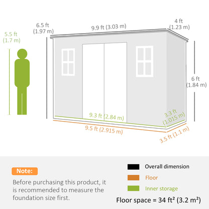 10 x 4 ft Resin Garden Shed, Outdoor Storage Shed with Floor, Windows, Lockable Doors and Vents, Dark Grey