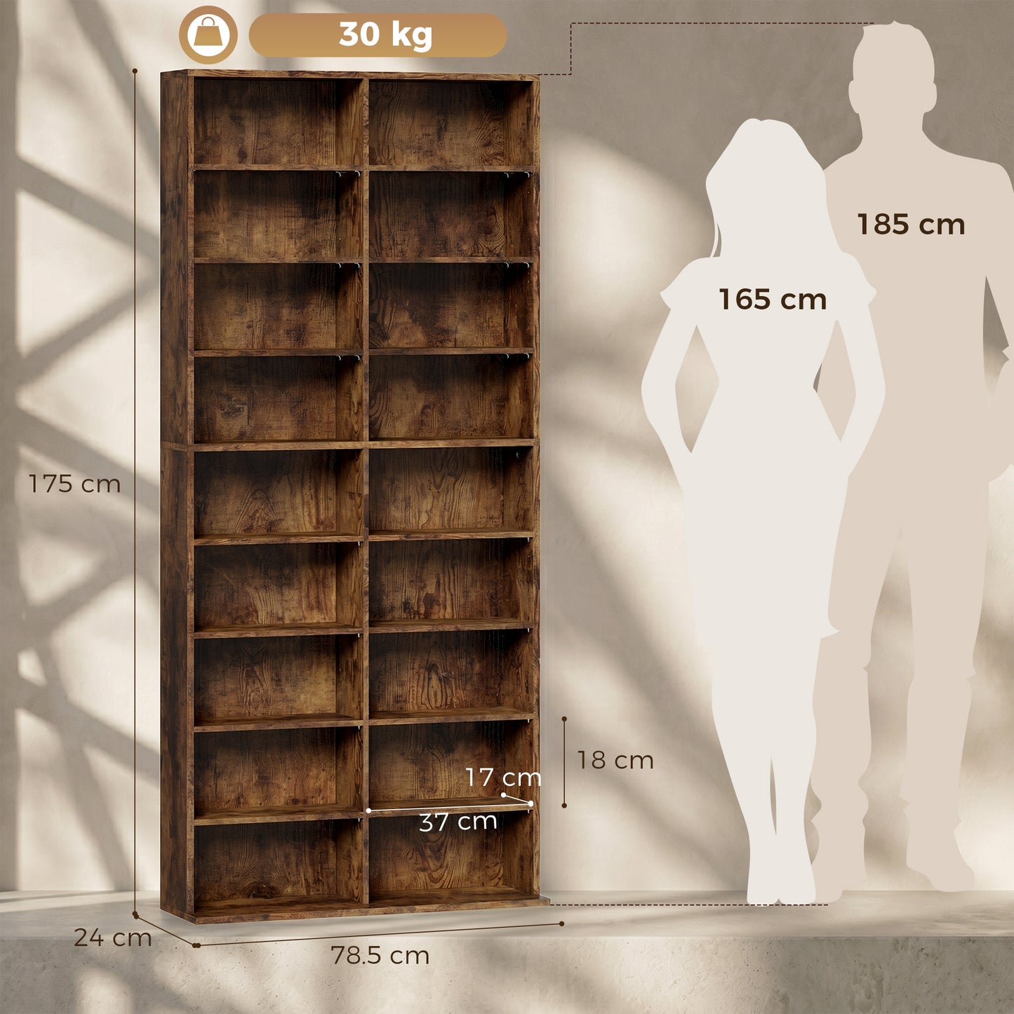 640 CD Storage Tower - Rustic Brown