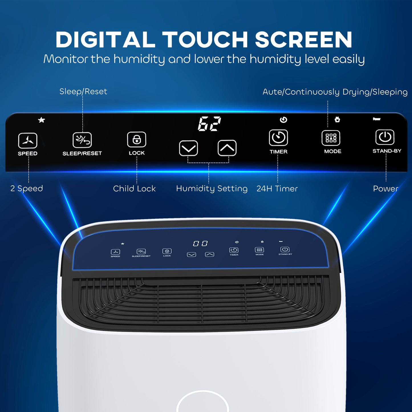20L/Day Portable Dehumidifier for Home, with LED Screen, Sleep Mode, 24H Timer, 4L Water Tank