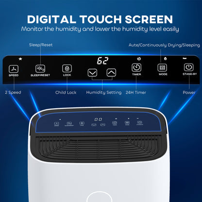 20L/Day Portable Dehumidifier for Home, with LED Screen, Sleep Mode, 24H Timer, 4L Water Tank