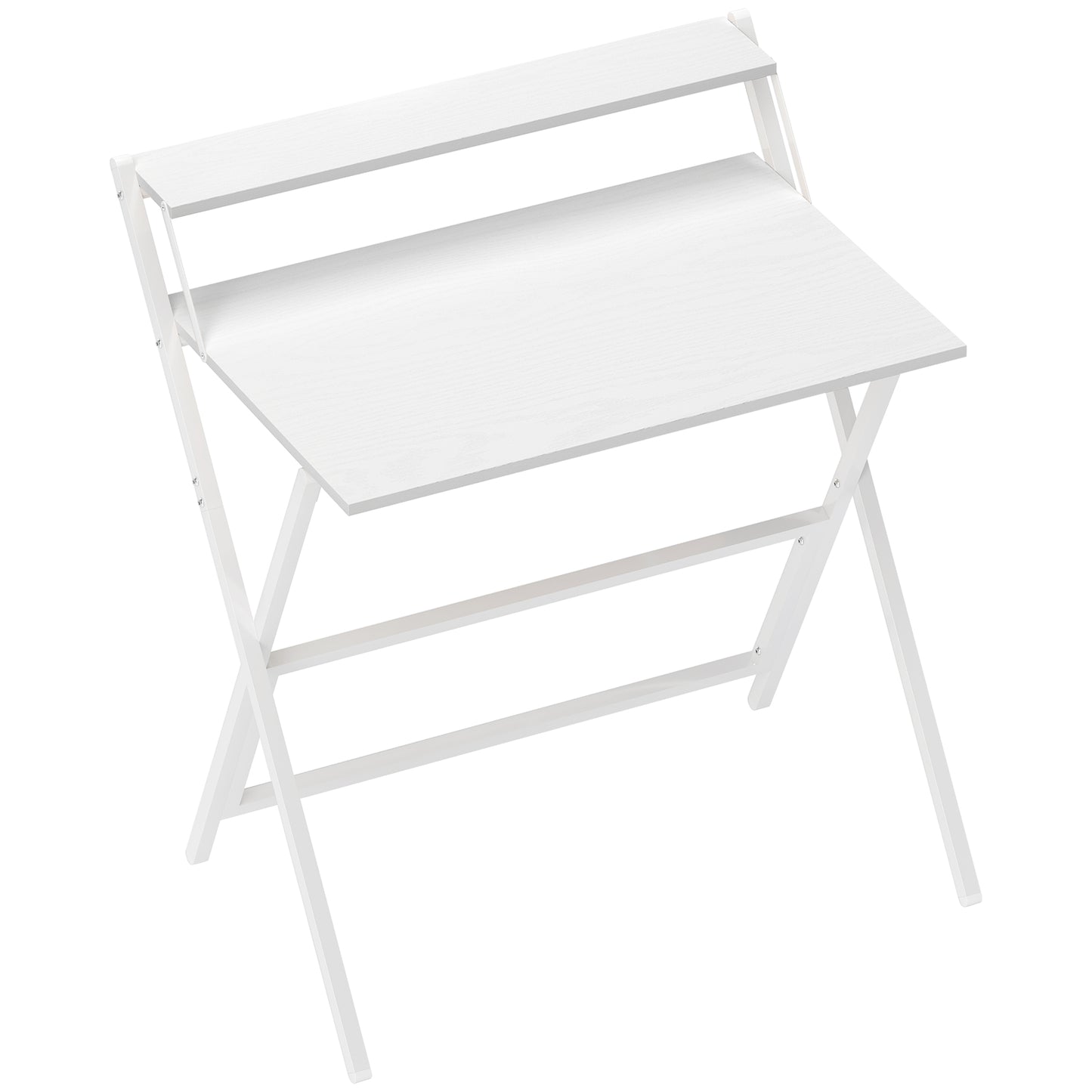 81.5 cm Folding Computer Desk with Monitor Shelf - White
