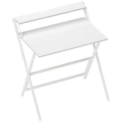 81.5 cm Folding Computer Desk with Monitor Shelf - White