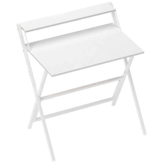 81.5 cm Folding Computer Desk with Monitor Shelf - White