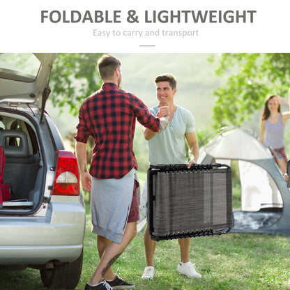 Portable Sun Lounger, Folding Camping Bed Cot, Reclining Lounge Chair 5-position Adjustable Backrest with Side Pocket