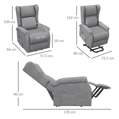 Power Lift Recliner Armchair, Electric Lift Chair for Elderly, Fabric Riser and Reclining Chair with Remote Control