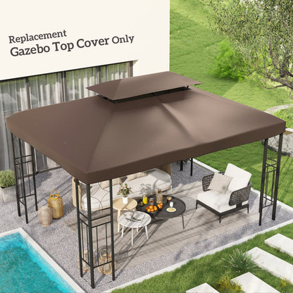 3x4m Gazebo Replacement Roof Canopy 2 Tier Top UV Cover Garden Patio Outdoor Sun Awning Shelters, Brown (TOP COVER ONLY)