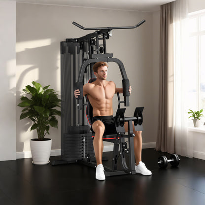 Weights Machine, Multi Gym with 45kg Weight Stack, Compact Home Gym Leg Press Machine for Full Body Training
