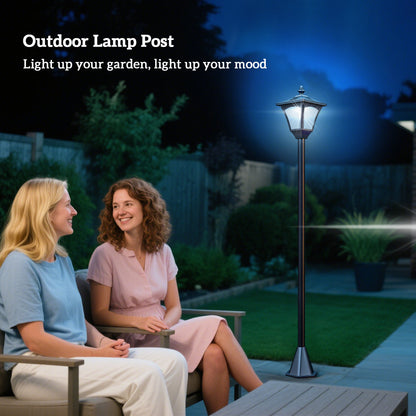 1.2m Solar Powered Outdoor Lamp Post - Black