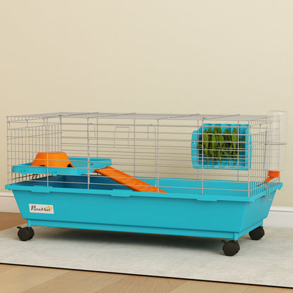 Small Animal Cage Rabbit Guinea Pigs Chinchillas Cage with Wheels Water Bottle