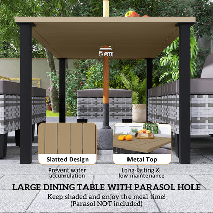 Seven-Piece Rattan Dining Set - Grey