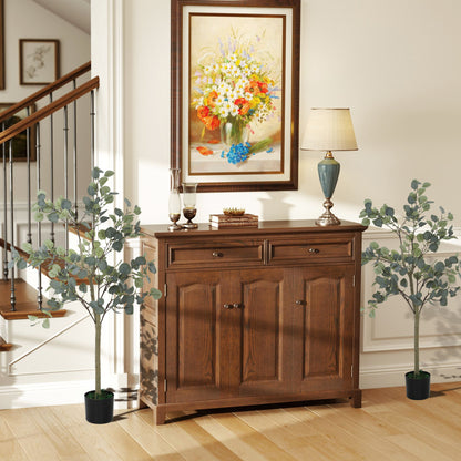 Set of 2 Decorative Artificial Tree, 4ft/ 120cm Silk Eucalyptus Trees with 230 Silver Dollar Leaves in Pot