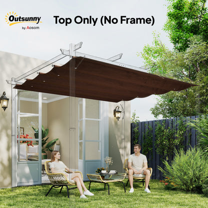 Pergola Cover Roof, 2.86 x 2.45 m Retractable Sun Shade Top for 3 x 2m Pergola Frame, UV30+ Protected, Coffee