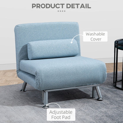 3-in-1 Convertible Chair Bed – Sky Blue