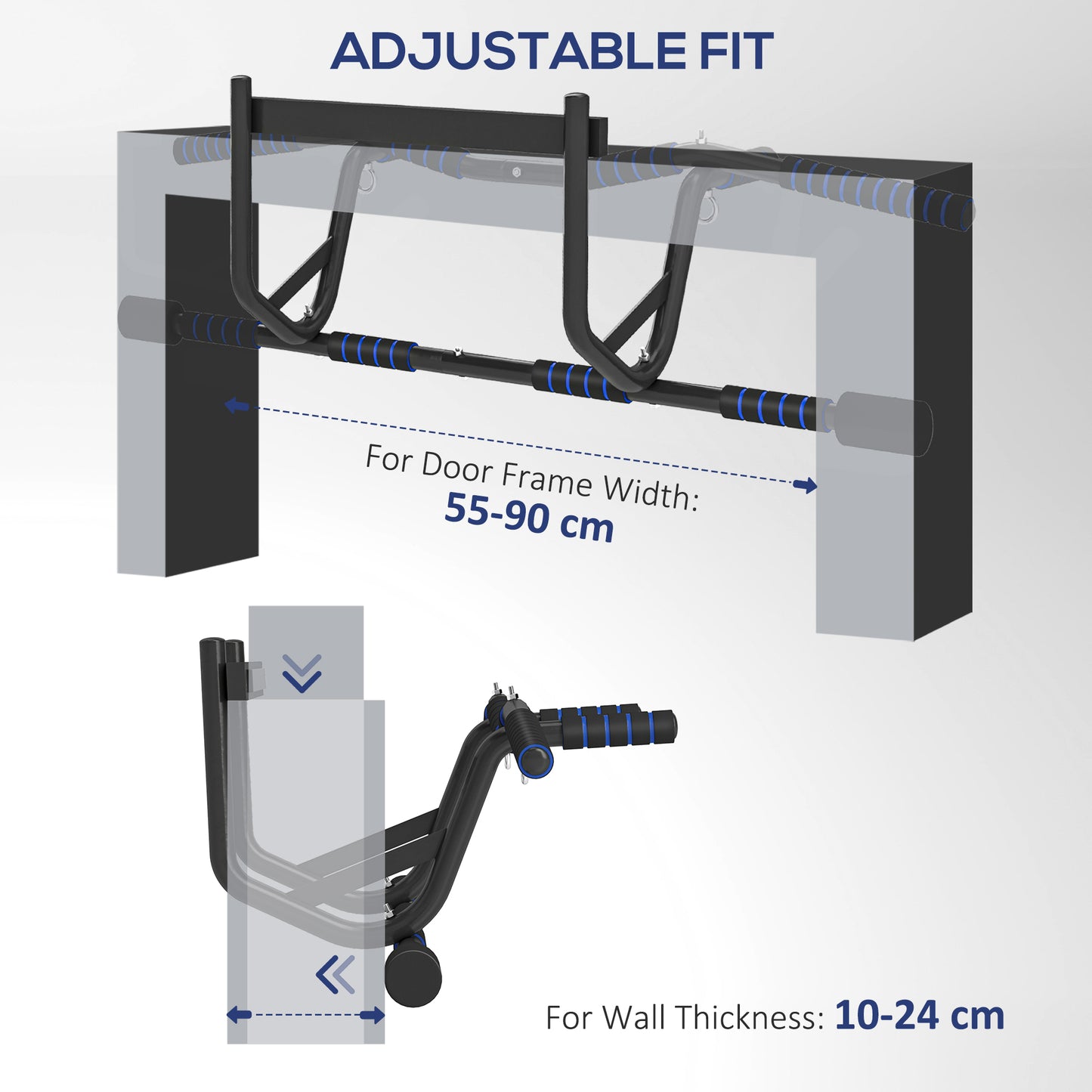 Multi-Grip Doorway Pull Up Bar with Non-Slip Grips, Chin Up Bar with Anti-Fall Slot for Indoor Gym Upper Body Workout