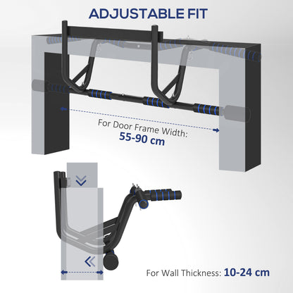 Multi-Grip Doorway Pull Up Bar with Non-Slip Grips, Chin Up Bar with Anti-Fall Slot for Indoor Gym Upper Body Workout