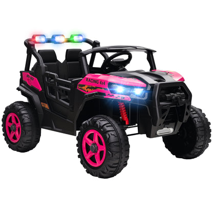 24V Electric Ride on Car, 2-Seater Electric Car for Kids with Remote, Bluetooth, Soft Start, Suspension Spring, Pink