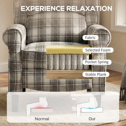 160° Reclining Armchair, with Footrest - Grey and White