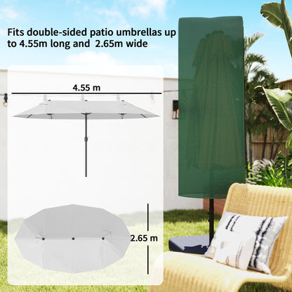 Garden Parasol Cover, Outdoor Patio Umbrella Protector Weatherproof Garden Patio for 2-4.6m Parasol, Dark Green