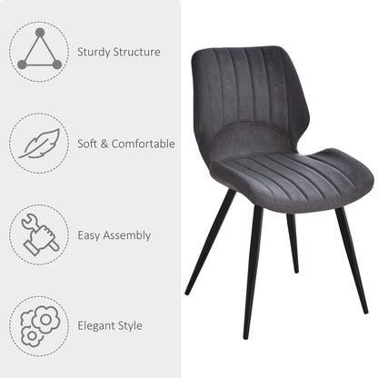 Dining Chairs Set of 2, PU Leather Upholstered Kitchen Chairs with Backs