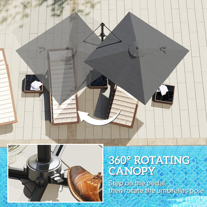 Patio Offset Parasol Umbrella with UV Resistant, Cross Base Included, Weights Required - Dark Grey