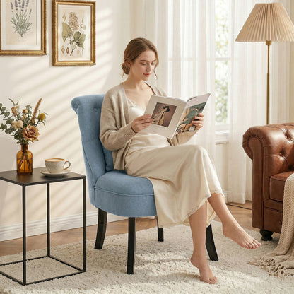 Fabric Single Sofa Dining Chair Tub Chair Upholstered W/ Pillow Solid Wood Leg Home Living Room Furniture Blue