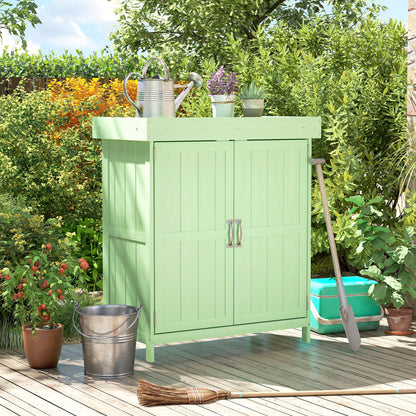 Small Shed, Wooden Garden Shed with Openable Hinged Roof and Removable Shelf, 74 x 43 x 88 cm, Light Green