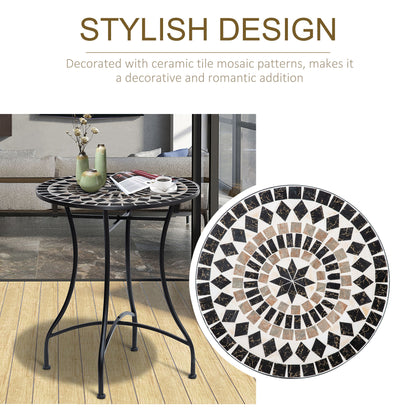 Φ60cm Mosaic Outdoor Patio Table - Black