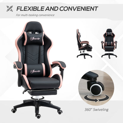 Gaming Chair, Computer Gamer Chair with Reclining High Back, Headrest, Lumbar Support, Footrest, Swivel Wheels, PU Leather