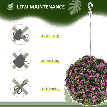 Set of 2 Decorative Artificial Plants, UV-protected Artificial Plant Topiary Rose Balls